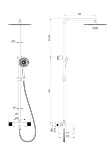 Душевая стойка Wonzon & Woghand WW-88739902-BGM с термостатом тёмный графит
